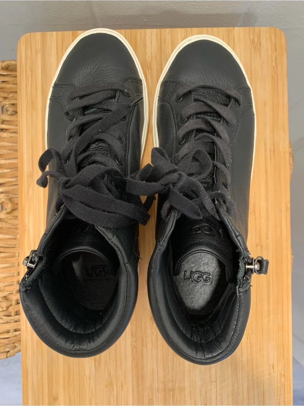 UGG Olli Black Leather High-Top Sneakers